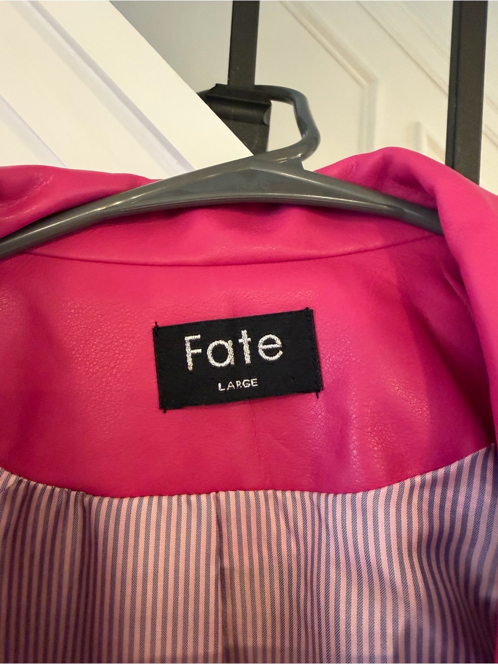 Fate Women's Bright Pink Leather Blazer - Picture 2 of 4